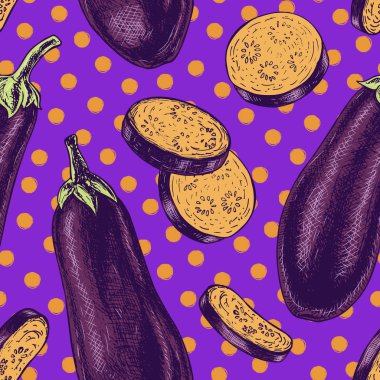 Patlıcan ile Seamless modeli. Vektör çizimi