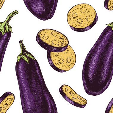 Patlıcan ile Seamless modeli. Vektör çizimi