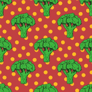 Brokoli ile Seamless modeli. Vektör arka plan
