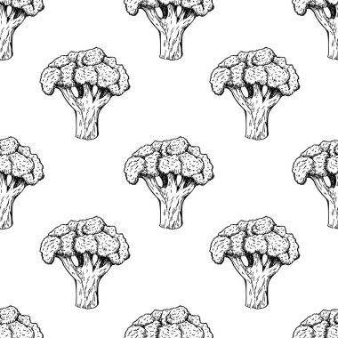 Brokoli ile Seamless modeli. Vektör arka plan