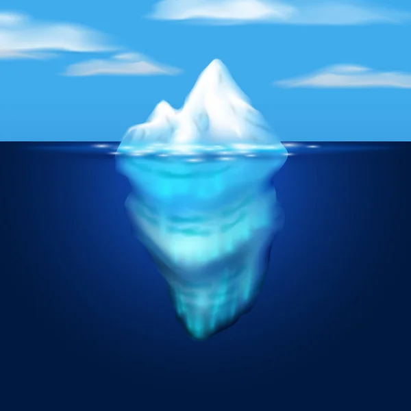 Ilustracja góry lodowej. Blok lodu na morzu. Wektorowa. — Wektor stockowy