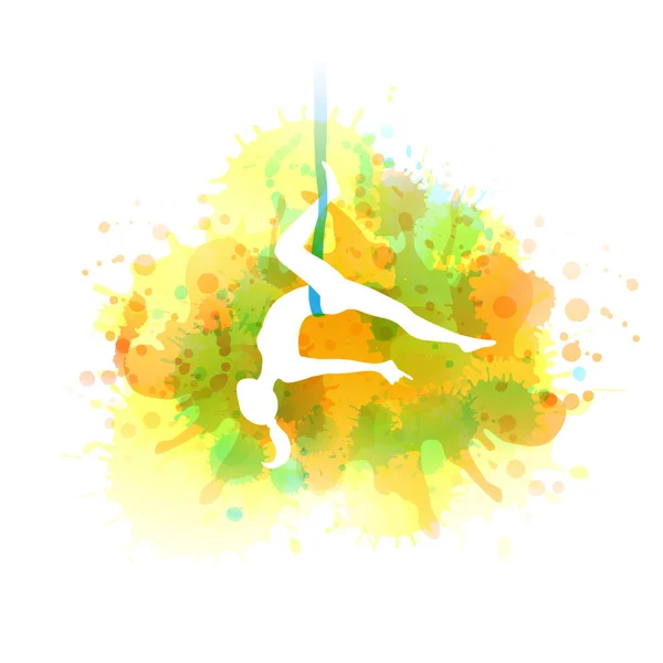 Aero yoga illustration. Vector watercolor. — Stock Vector
