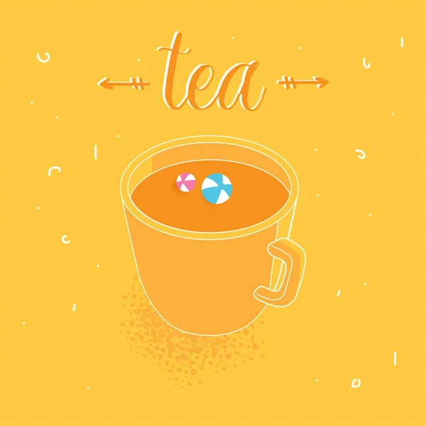 Чашку Чая После Ужина Чайное Искусство — стоковый вектор