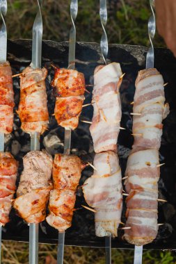 Bir barbekü ızgara et şiş