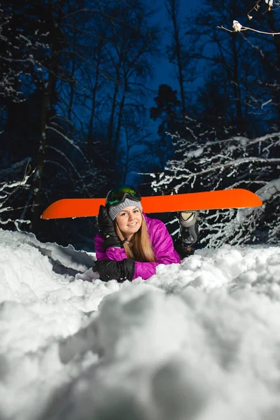 Portrait of the young sexy snowboarder — Stock Photo, Image