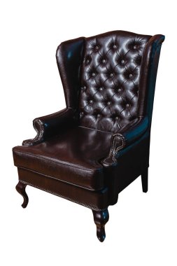 Karanlık deriden yapılmış izole sandalye