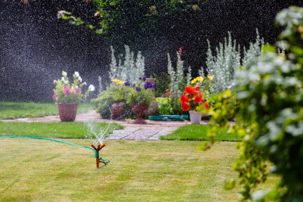 Bahçe yağmurlama sulama çim ve çiçek