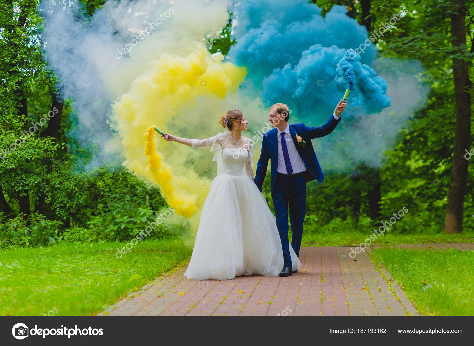 Bride And Groom With Colorful Smoke Bombs Stock Photo Image By C Meatbull Bride And Groom With Colorful Smoke Bombs Stock Photo Image By C Meatbull