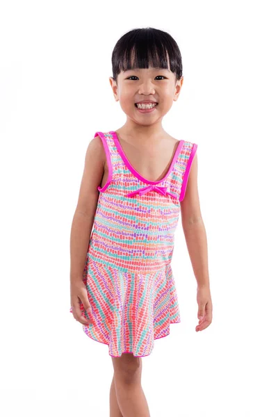 Asian Chinese little girl portrait in swimsuit — Stock Photo, Image