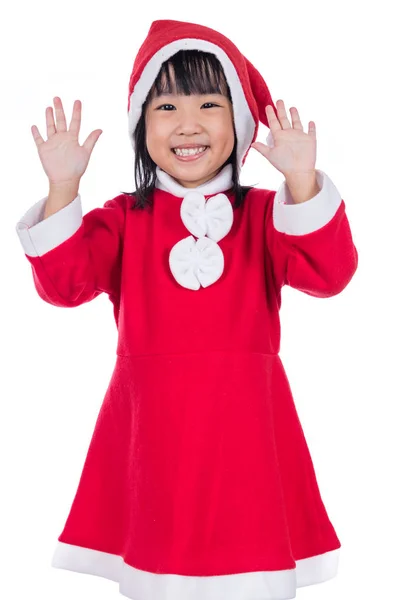 Feliz asiático chino poco santa chica agitando manos — Foto de Stock