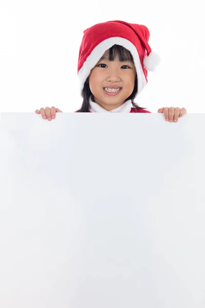 Щасливі азіатських китайський маленька Санта дівчинка тримає пусті Ради — стокове фото