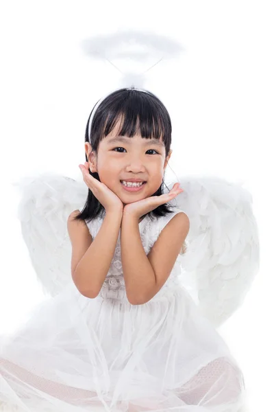 Asian Chinese little girl wearing angle costume — Stock Photo, Image