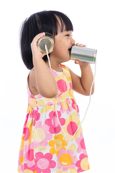 Azjatycki chiński dziewczynka gra cyny można telefon — Zdjęcie stockowe