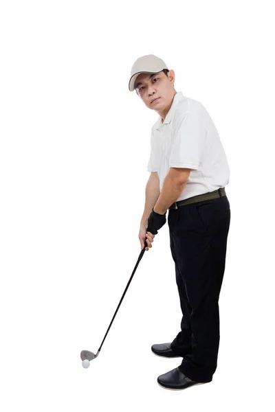 Asiatische chinesische männliche Golfer posiert mit Golfschläger — Stockfoto