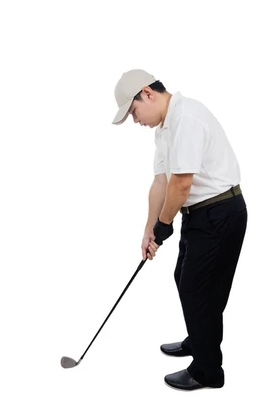 Asian Chinese Male Golfer posing with Golf Club — Stock Photo, Image