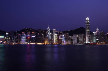 Geceye kadar Hong Kong Skyline