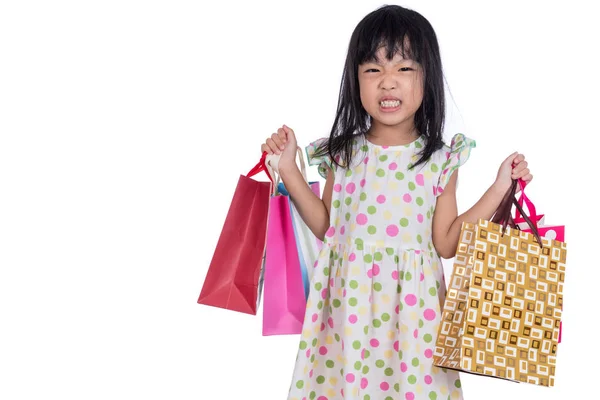 Asiática china niña con bolsas de compras — Foto de Stock