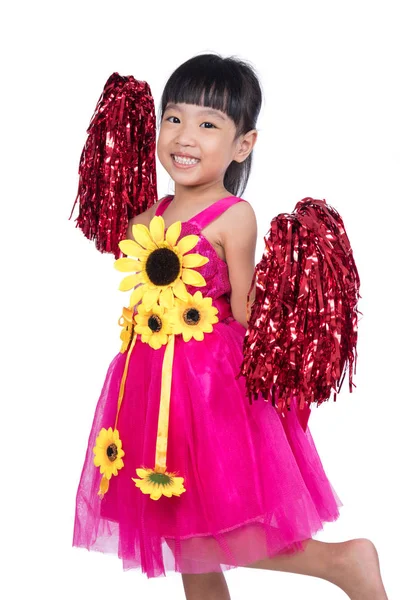 Asiatisch chinesisch cheerleader mädchen holding ein pompom — Stockfoto
