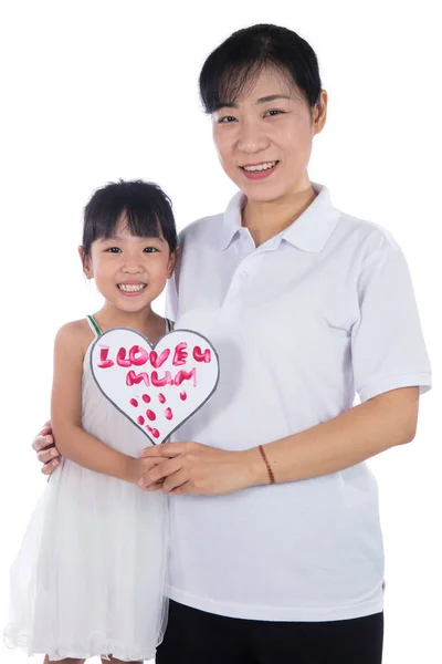 Asian Little Chinese Girl celebrating mother's day with her mom — Stock Photo, Image
