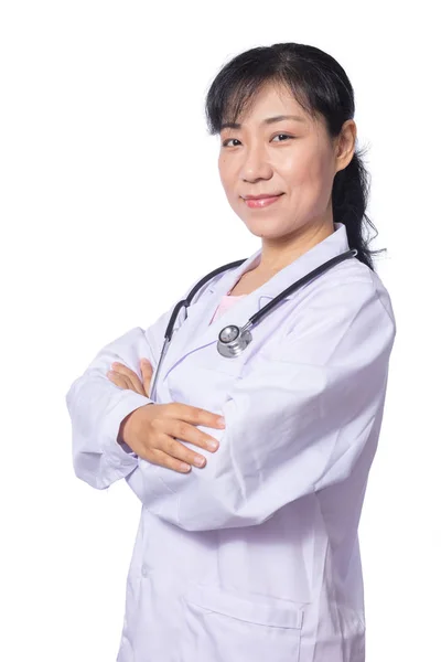 亚洲女医生用听诊器 — Stockfoto