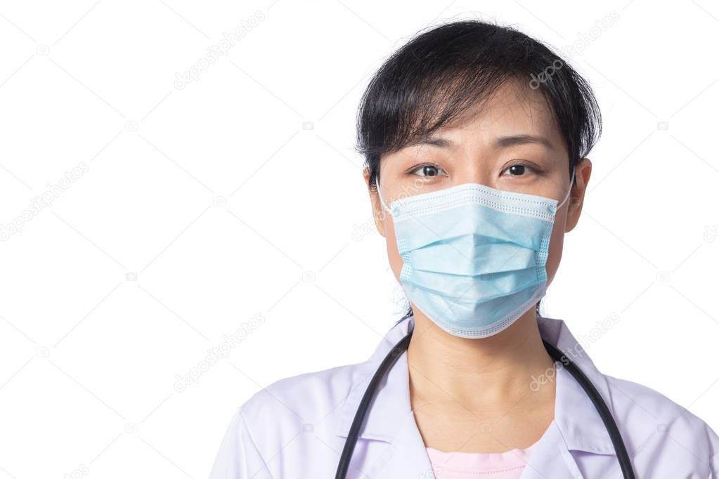 Asian female doctor wearing a mask