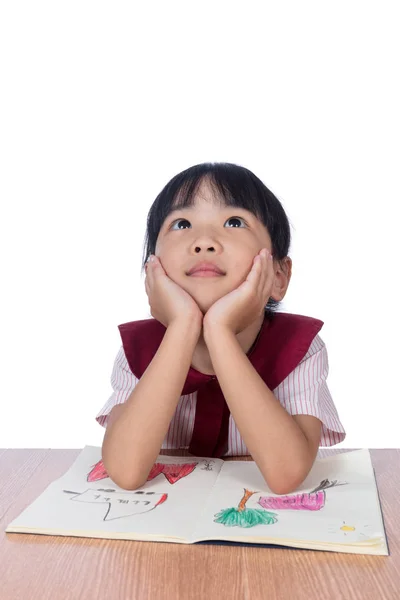 Aziatische Chinees meisje het lezen van een boek schilderij — Stockfoto