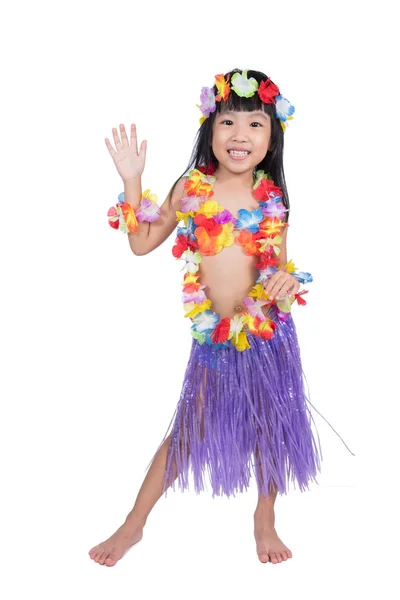 Asiatische chinesische Mädchen im hawaiianischen Kostüm — Stockfoto