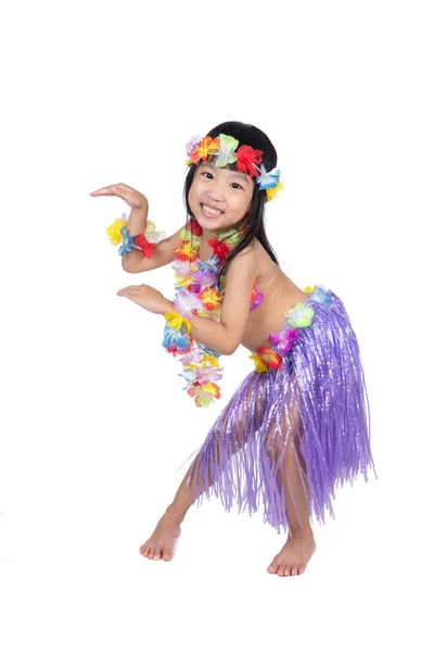 Asiatische chinesische Mädchen im hawaiianischen Kostüm — Stockfoto