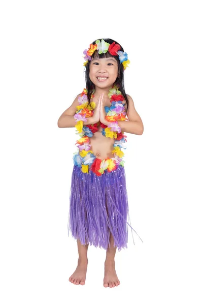 Asiatische chinesische Mädchen im hawaiianischen Kostüm — Stockfoto