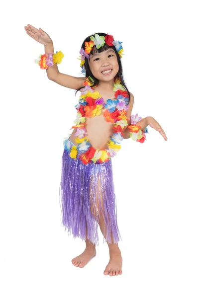 Asian Chinese little girl in hawaiian costume — Stock Photo, Image