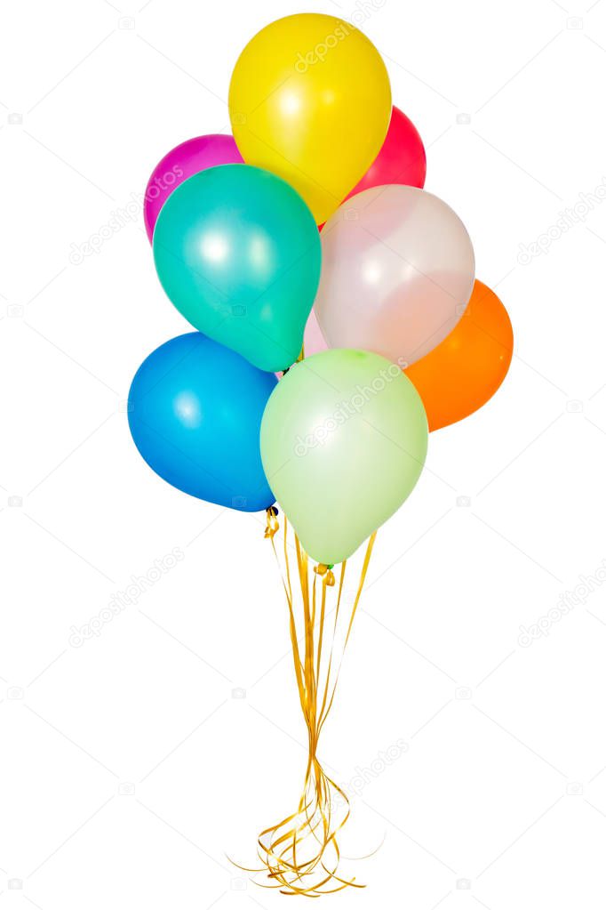 Colorful Balloons with yellow ribbons