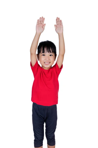 Asian Chinese little girl holding her hands up — Stock Photo, Image
