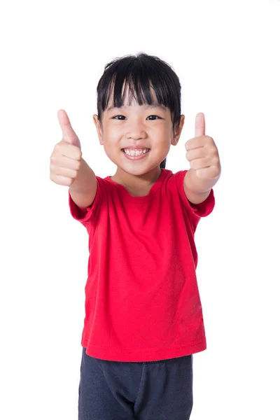 Asian Chinese little girl showing thumbs up — Stock Photo, Image