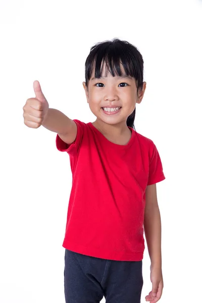 Asian Chinese little girl showing thumbs up — Stock Photo, Image