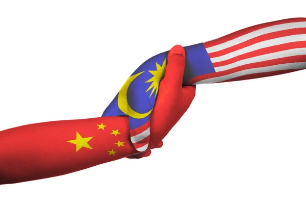 Helping hands of China and Malaysia — Stock Photo, Image