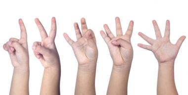 Child's hands counting from one to five clipart