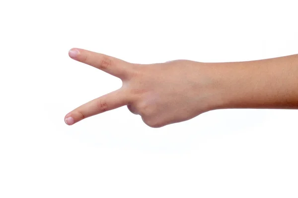 Pokazano dwa palce dłoni dziecka — Zdjęcie stockowe