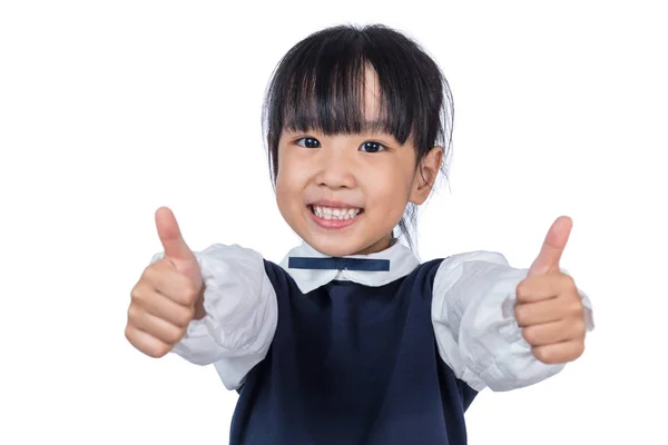 Happy asijské čínská studentka holčička ukazuje palec — Stock fotografie