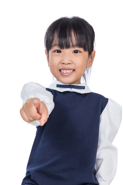 Aziatische Chinese meisje wijzen met de vinger — Stockfoto