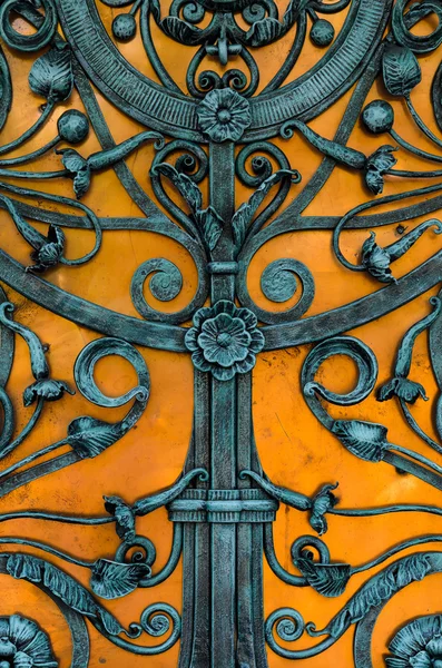 Vintage blue wrought iron gate — Stock Photo, Image