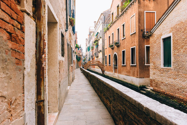 Narrow streets and canals of Venice Italy