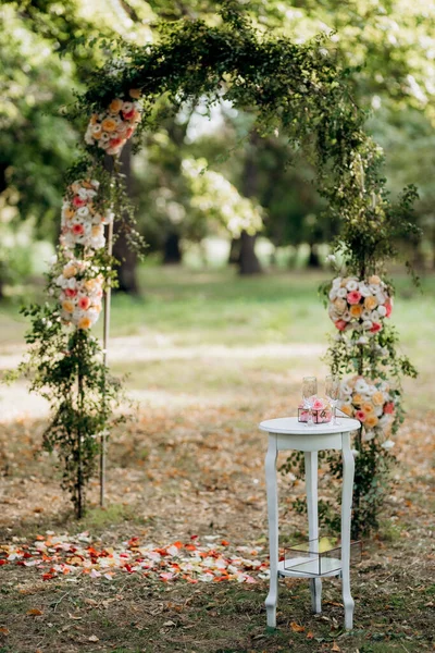 Área Ceremonia Boda Decoración Sillas Arco — Foto de Stock