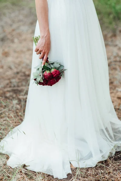 Elegant Wedding Bouquet Fresh Natural Flowers Greenery — Stock Photo, Image