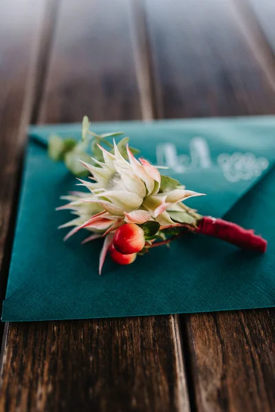 Elegant Wedding Bouquet Fresh Natural Flowers Greenery — Stock Photo, Image