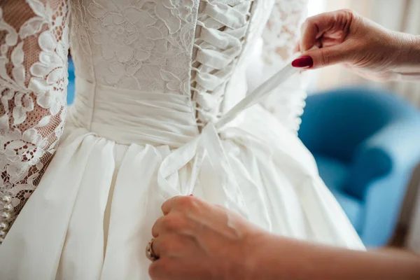 Vestire Sposa Abito Sposa Con Corsetto Allacciatura — Foto Stock