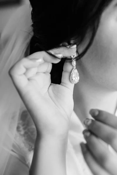 Bride Dresses Wedding Decoration Crystal Earrings — Stock Photo, Image