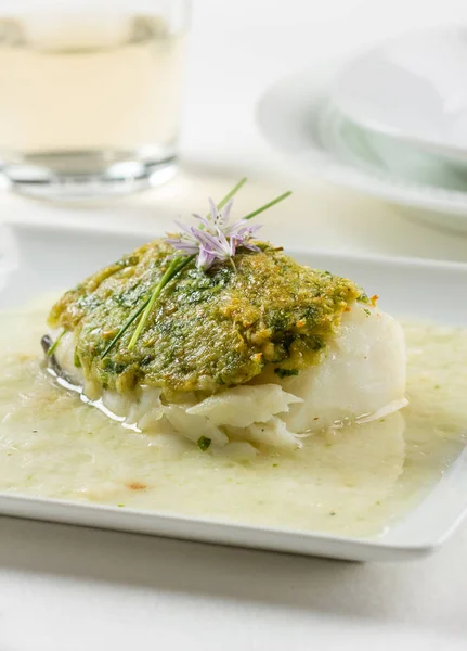 Bacalao fillet Basque style — Stock Photo, Image