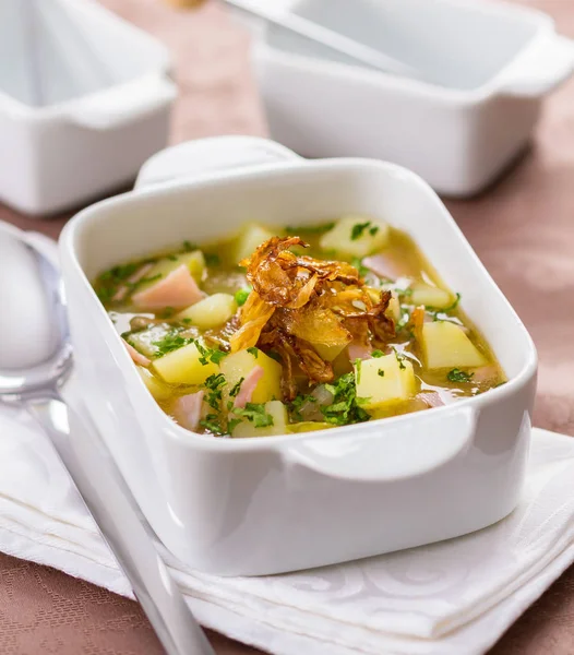 Potato soup with ham — Stock Photo, Image