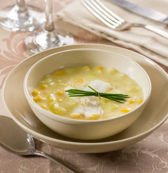 Kukuřičná polévka rybí — Stock fotografie