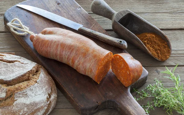 Nduja veya sobrasada. Tipik bir et yaymak Calabria, İtalya ve